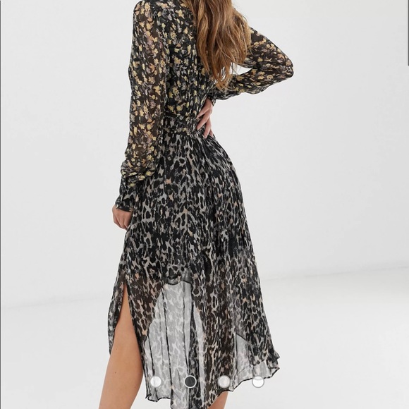 SOLD// All Saints Dual print high low midi dress size 4 - Picture 3 of 7